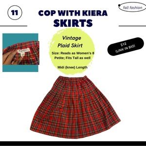 Thrifted “Appleseed” Midi Plaid Skirt